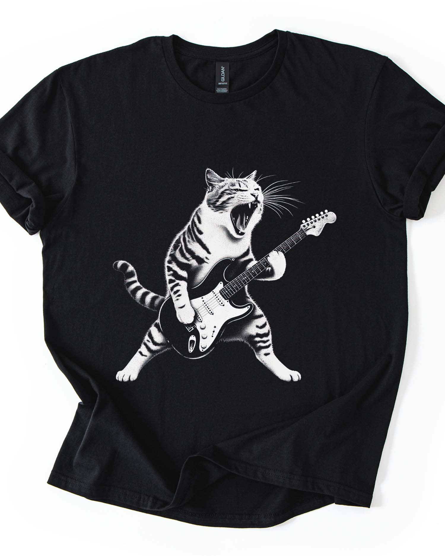 Funny Cat & Guitar Tee