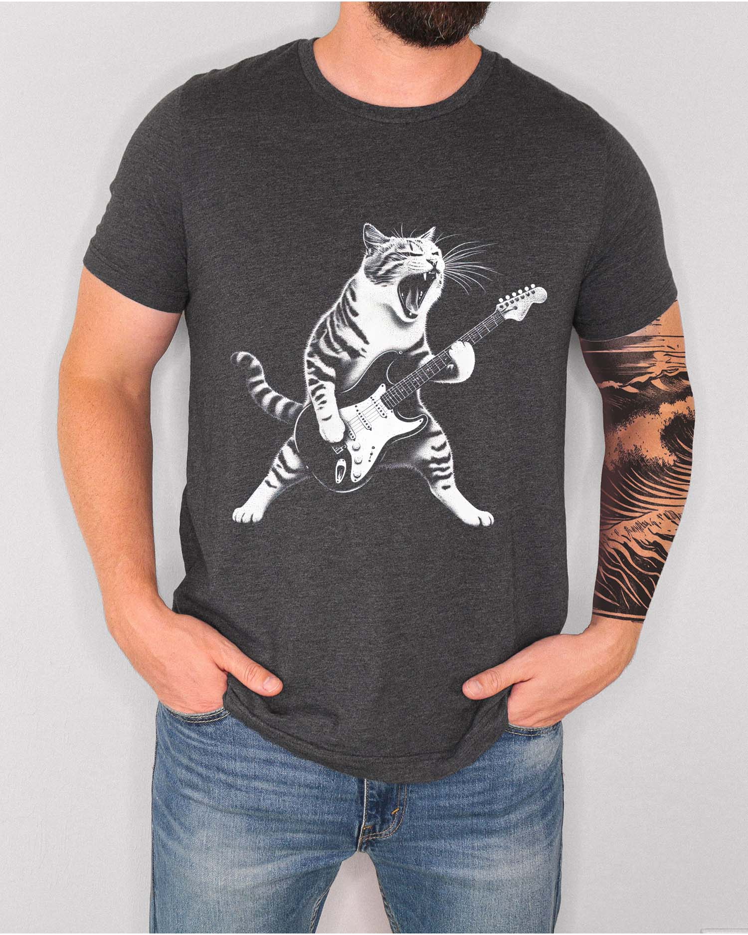 Funny Cat & Guitar Tee