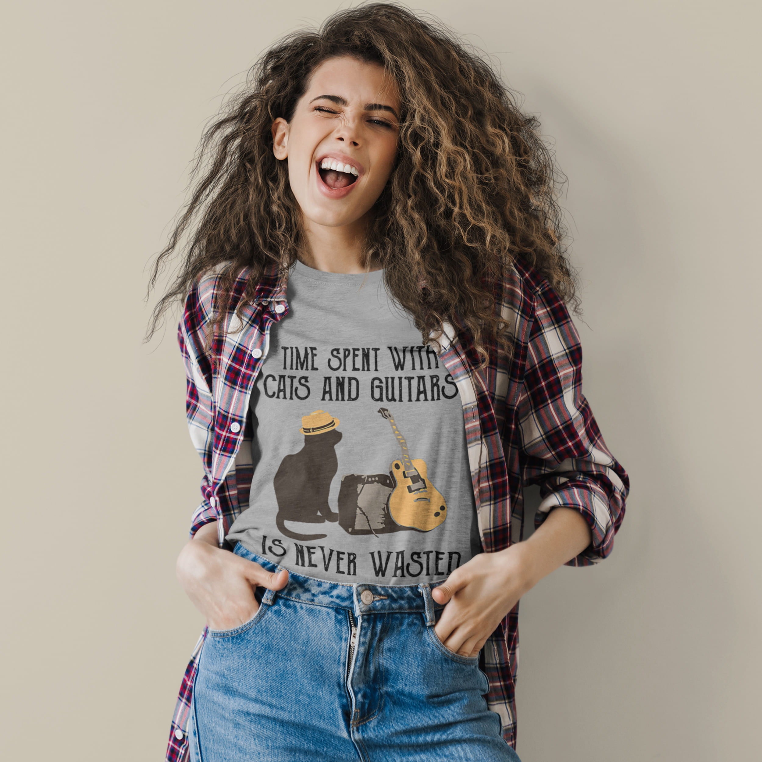 Time Spent With Cats And Guitars Is Never Wasted  T-Shirt