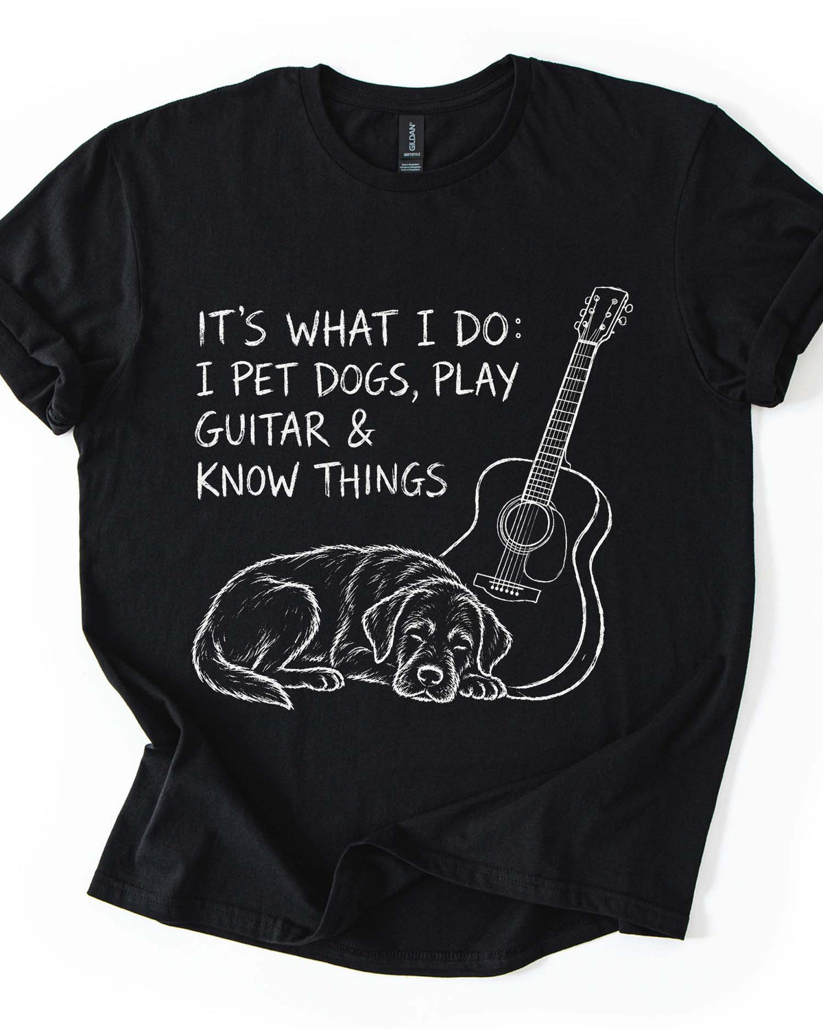 I Pet Dogs & Play Guitar Funny Tee