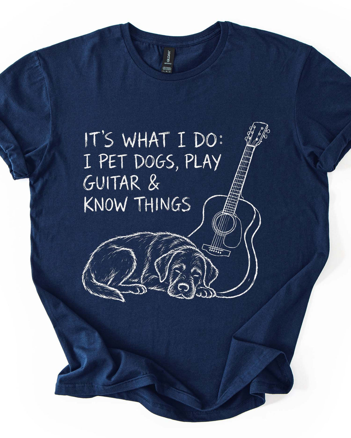 I Pet Dogs & Play Guitar Funny Tee