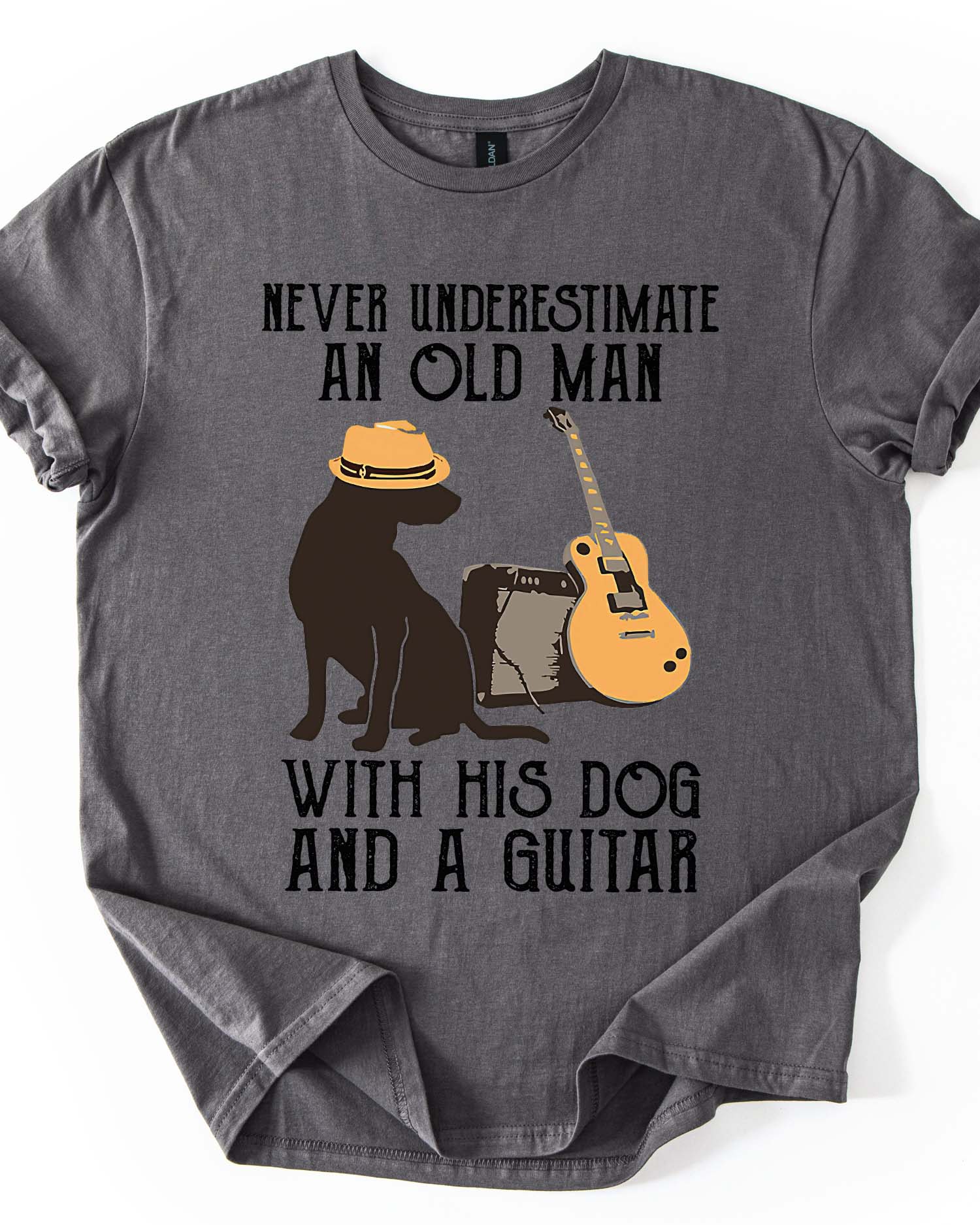An Old Man With His Dog And Guitar Tee