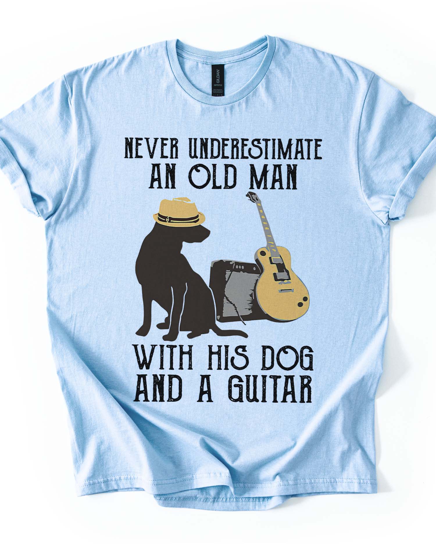 An Old Man With His Dog And Guitar Tee