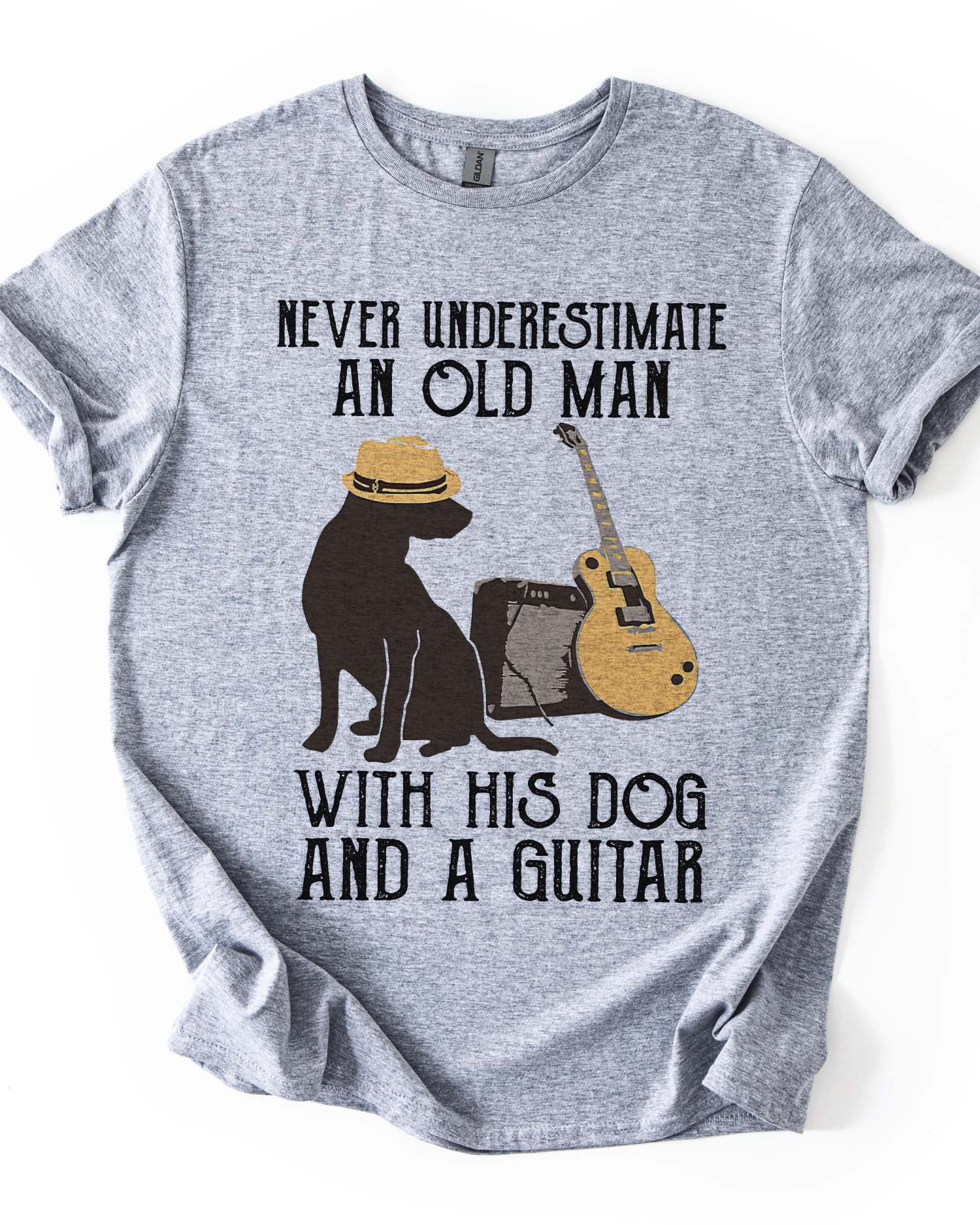 An Old Man With His Dog And Guitar Tee