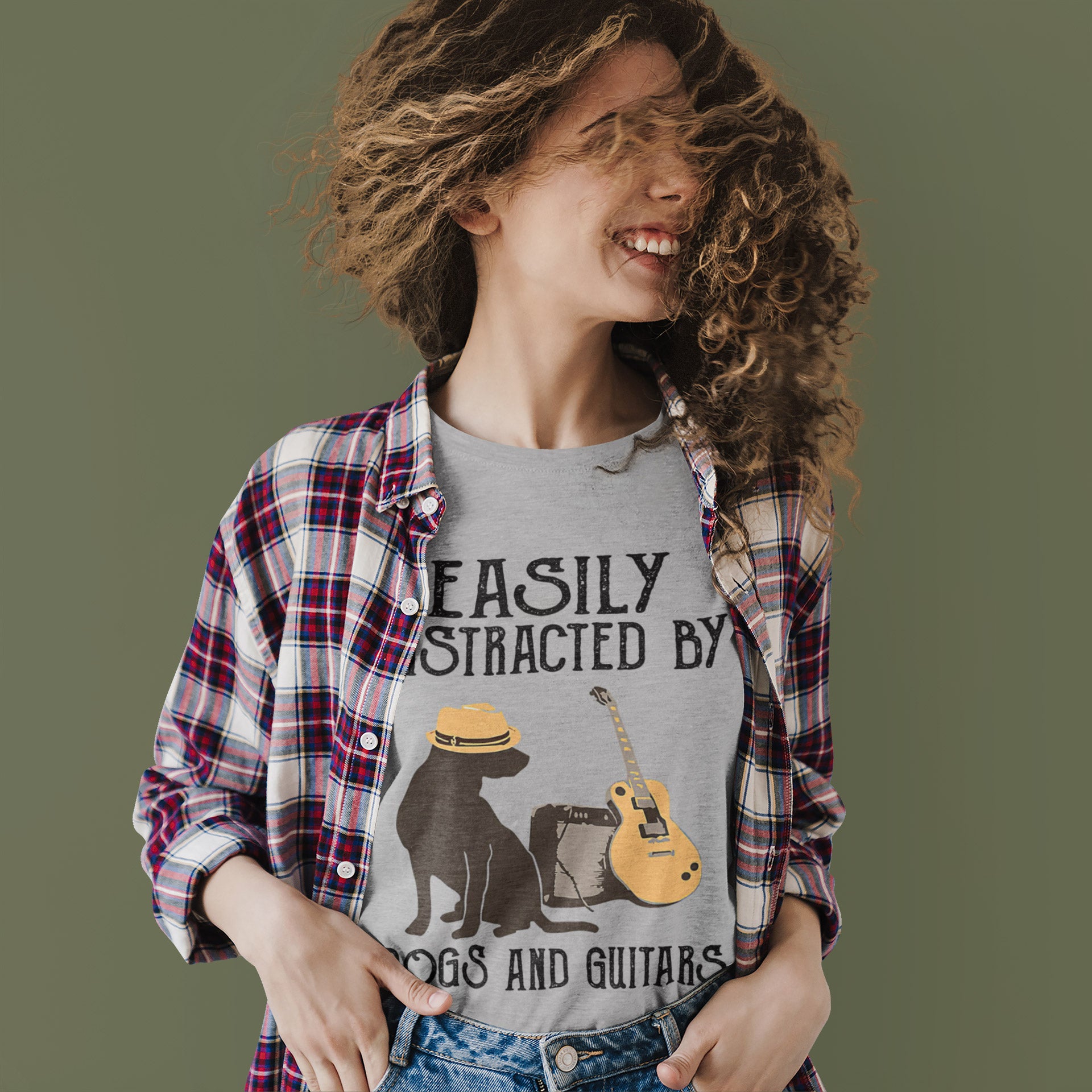 Easily Distracted by Dogs and Guitar T-Shirt