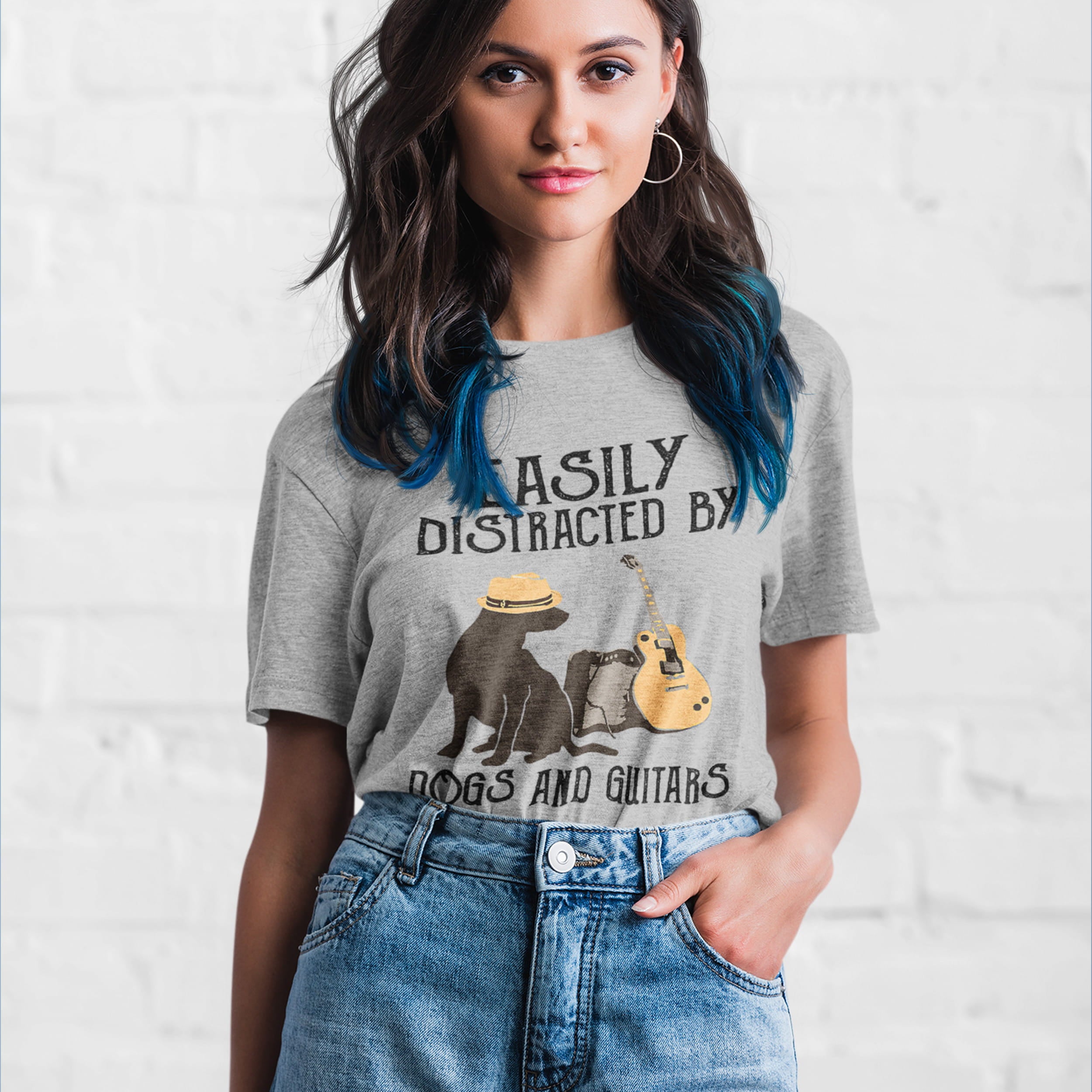 Easily Distracted by Dogs and Guitar T-Shirt