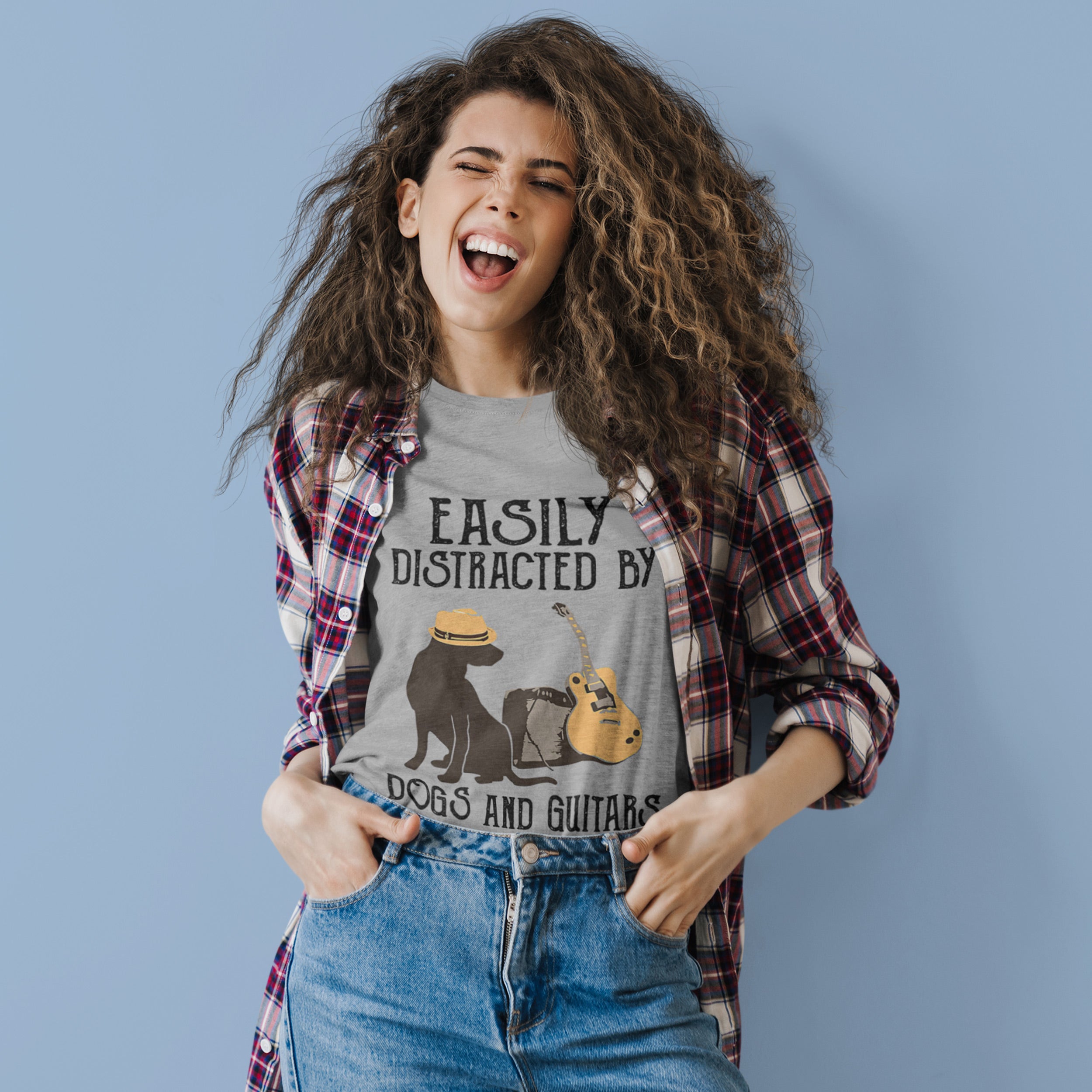 Easily Distracted by Dogs and Guitar T-Shirt