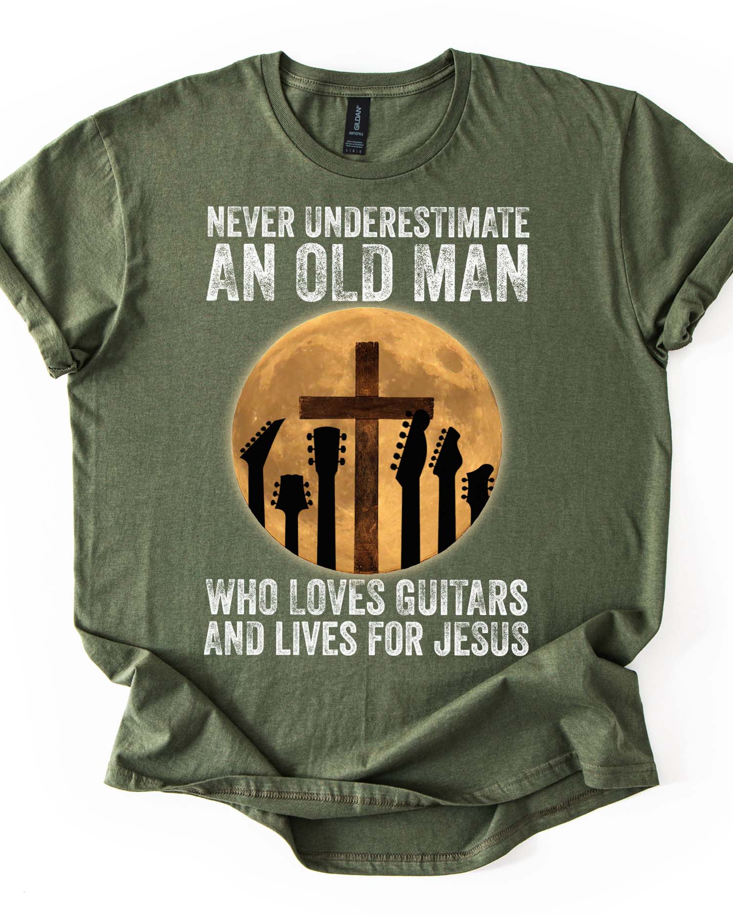 Old Man Loves Guitars – Lives for Jesus Tee