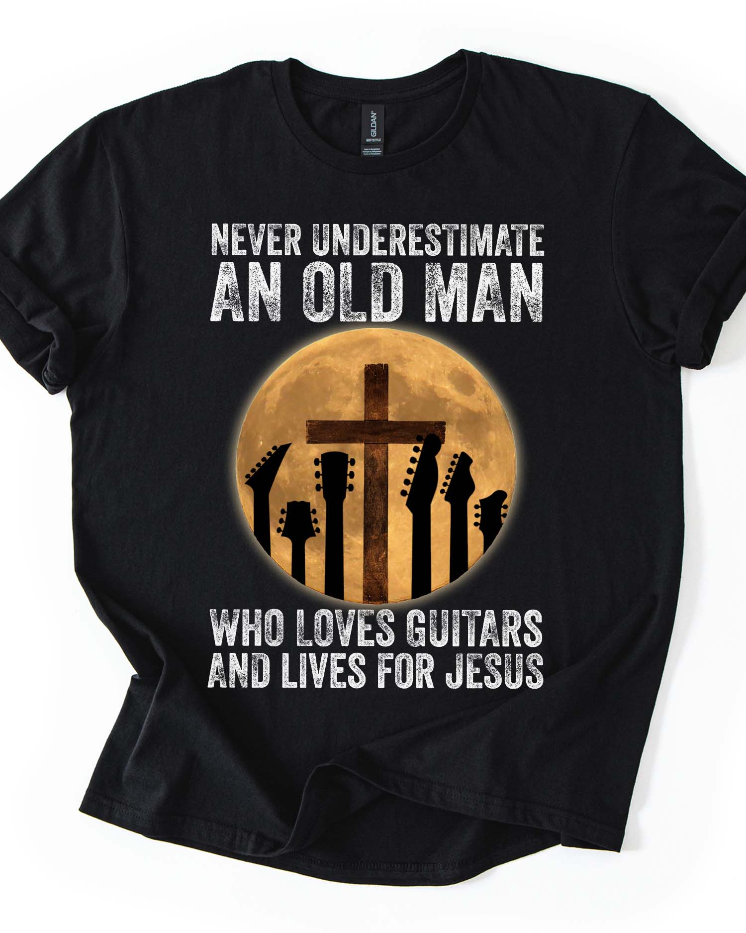 Old Man Loves Guitars – Lives for Jesus Tee