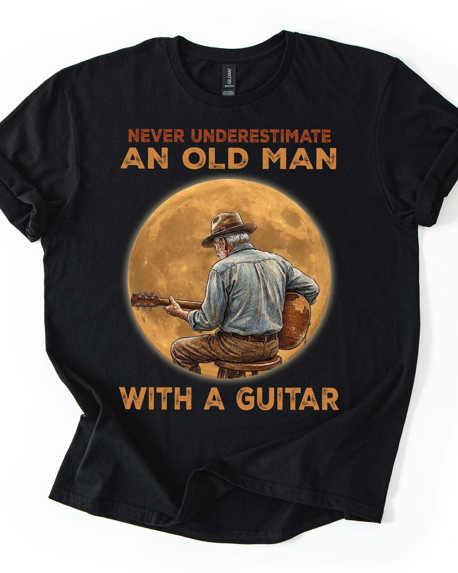 Never Underestimate an Old Man with a Guitar Shirt