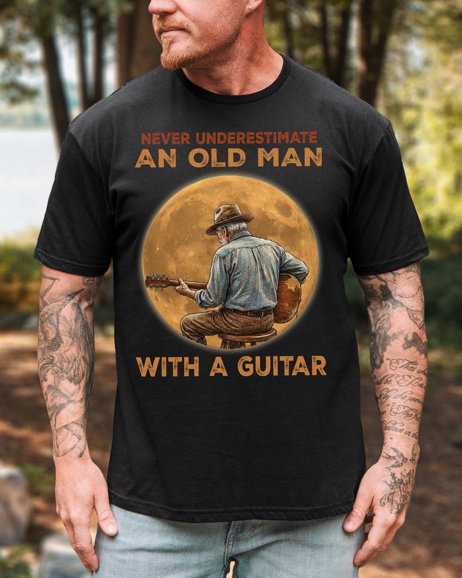 Never Underestimate an Old Man with a Guitar Shirt