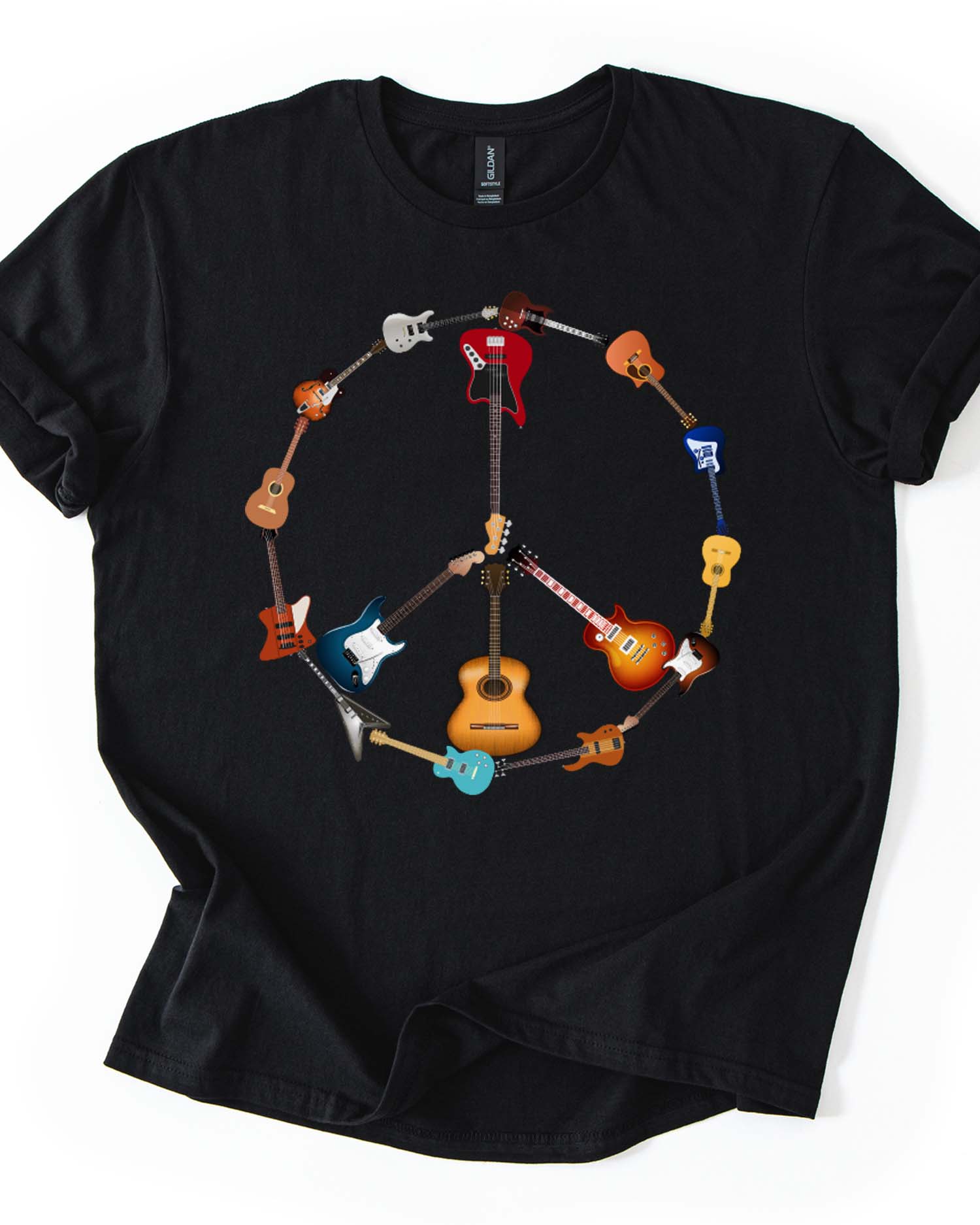 Peace Love Guitar T-Shirt | Gift for Guitar Players