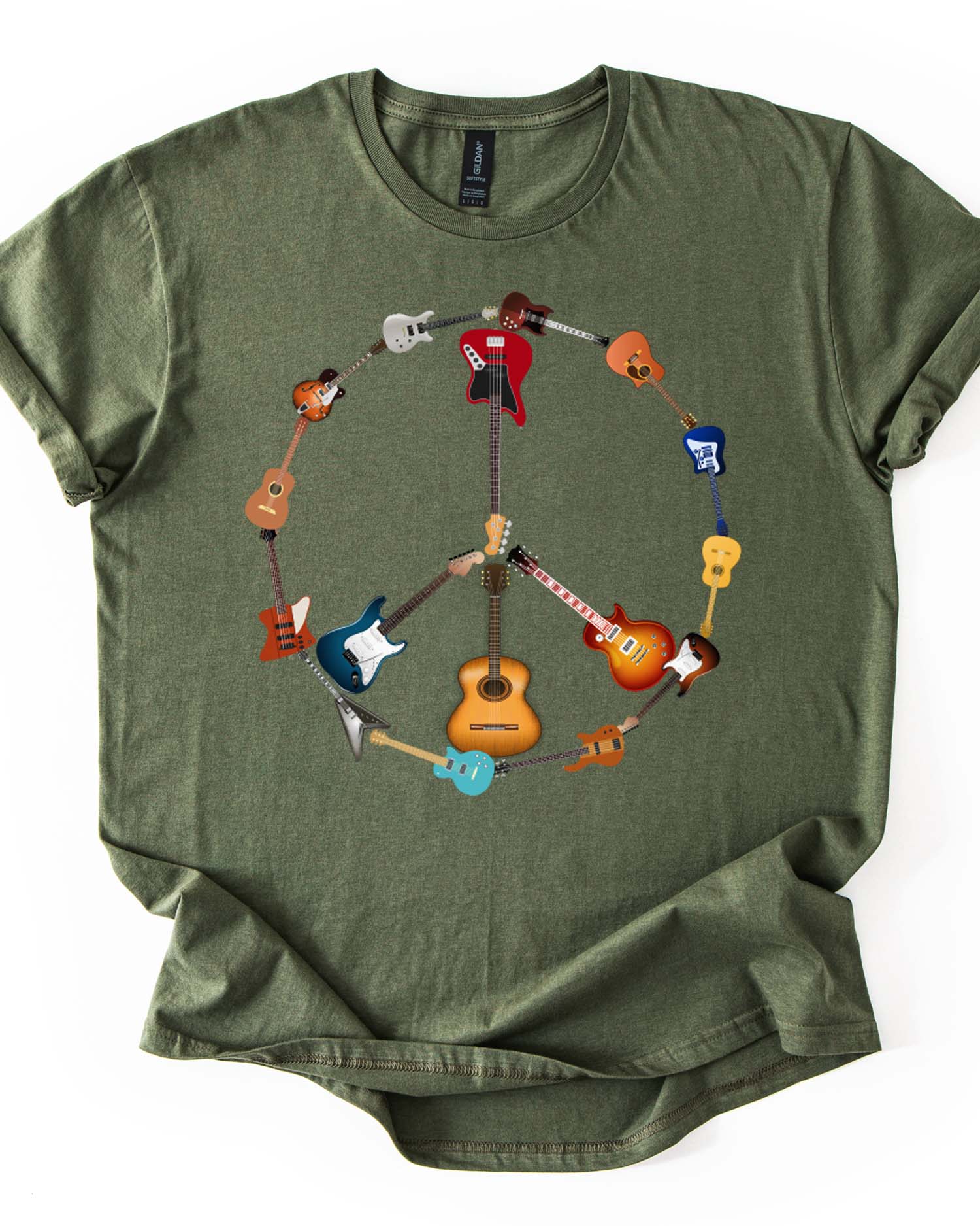 Peace Love Guitar T-Shirt | Gift for Guitar Players