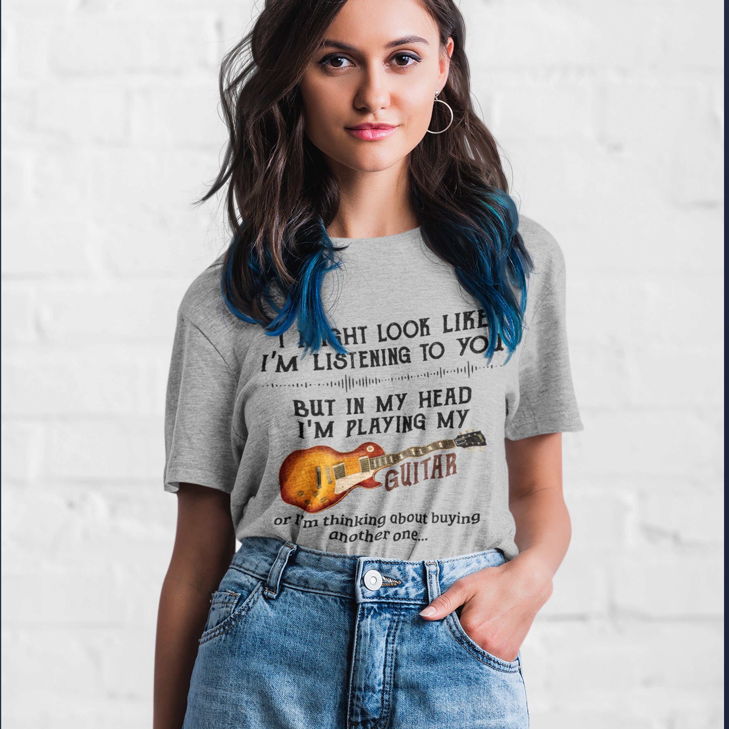 Funny Guitar T-Shirt – In My Head I’m Playing Guitar