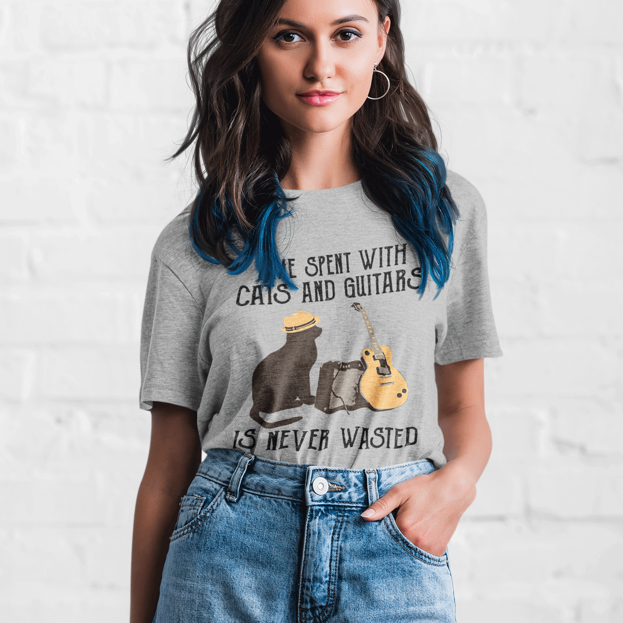 Time Spent With Cats And Guitars Is Never Wasted  T-Shirt
